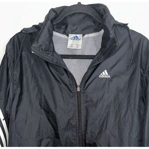 Vintage ADIDAS Track Jacket Windbreaker‎ Mesh Lined Full Zip Hooded Medium Y2K
